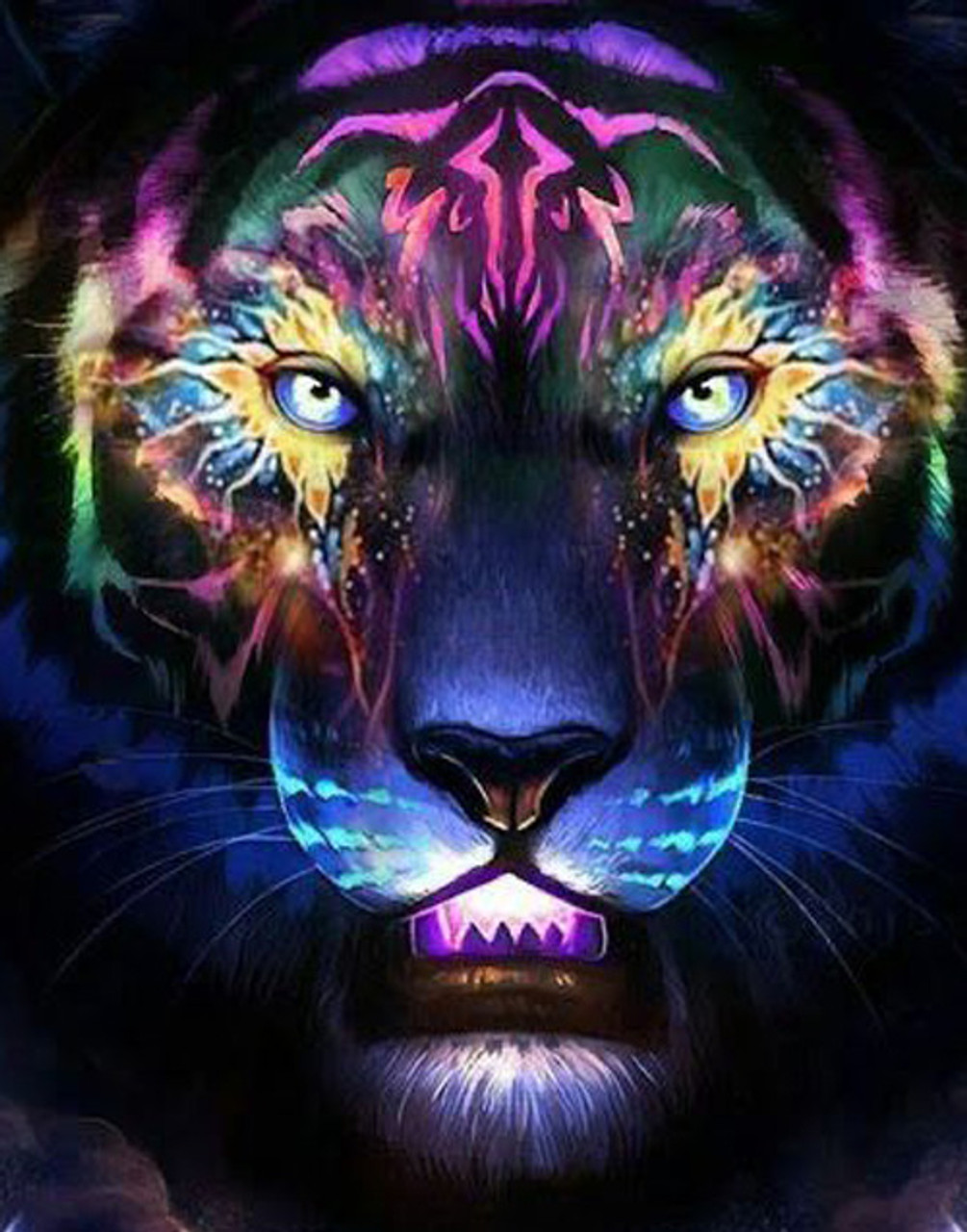 5D Diamond Painting Abstract Rainbow Leopard Face Kit - Bonanza
