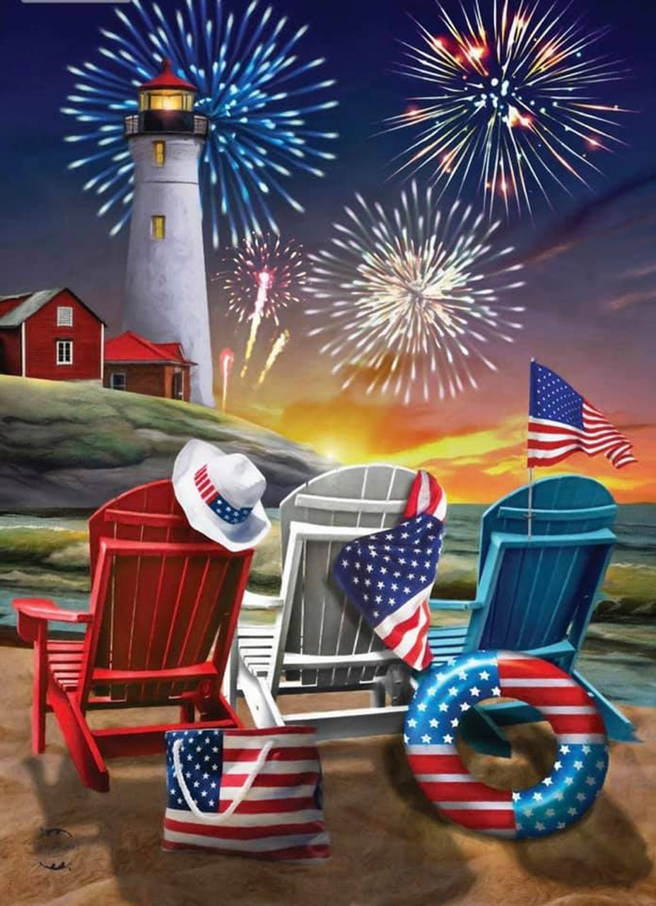 5D Diamond Painting Lighthouse Fireworks Kit - Bonanza Marketplace