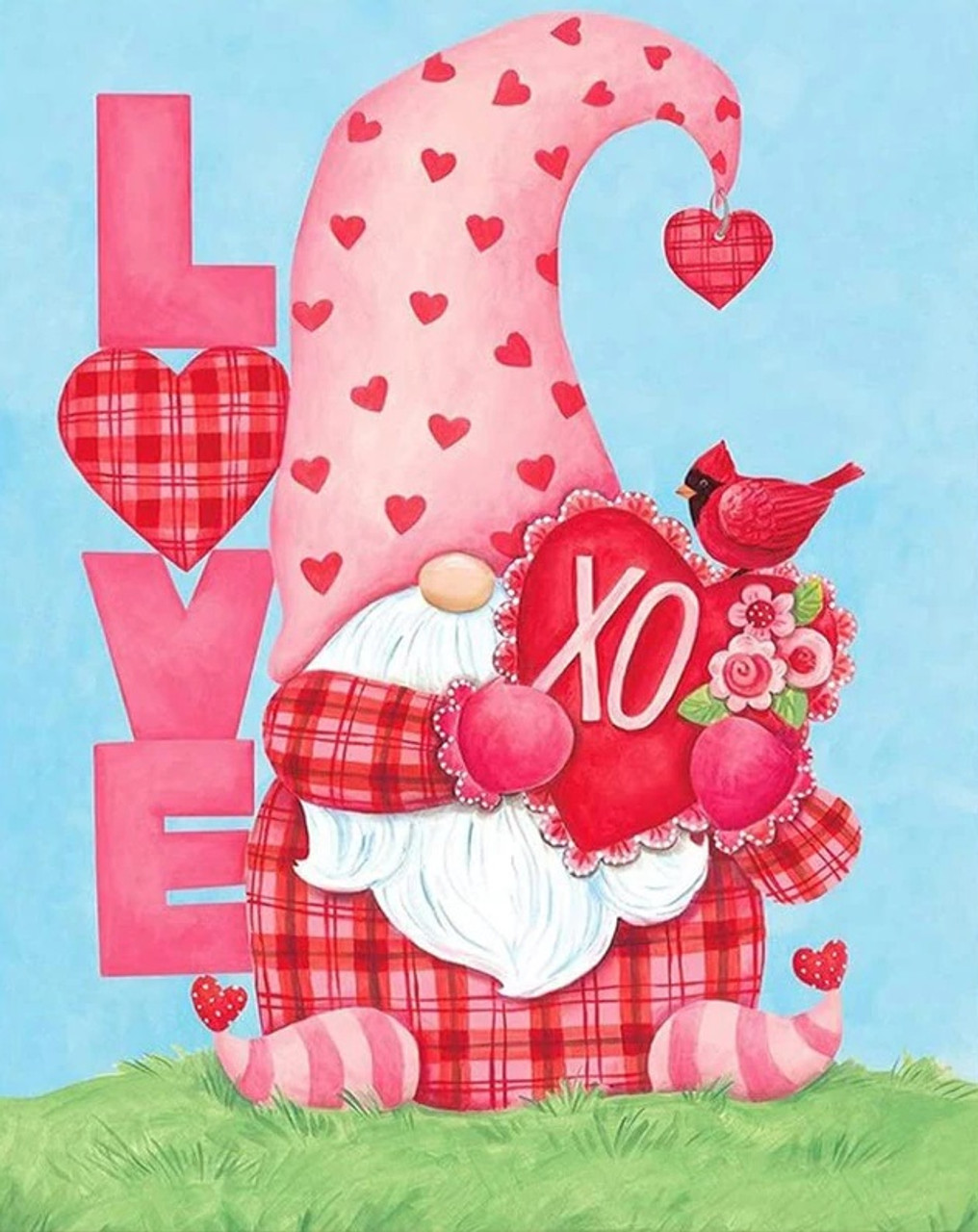 5D Diamond Painting Pink Hugs and Kisses Valentines Gnome Kit - Bonanza  Marketplace