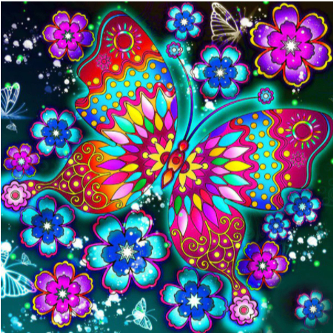 5D Diamond Painting Large Abstract Butterfly and Flowers Kit