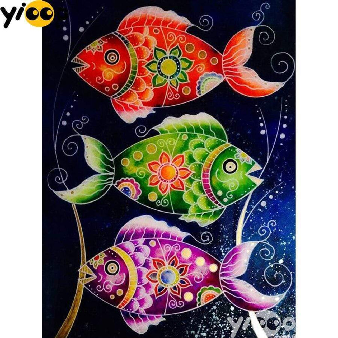 5D Diamond Painting Three Colorful Fish Kit - Bonanza Marketplace