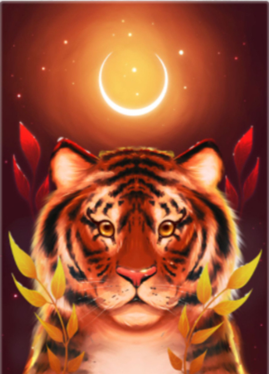 5D Diamond Painting Moon Eclipse Tiger Kit