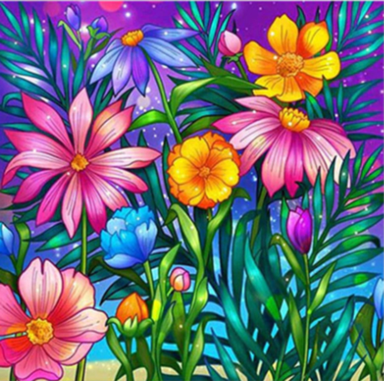 5D Diamond Painting Colorful Abstract of Flowers Kit