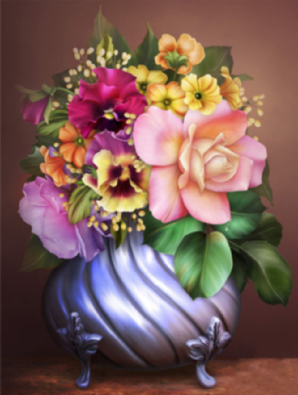 5D Diamond Painting Lavender Flower Vase Bouquet Kit - Bonanza