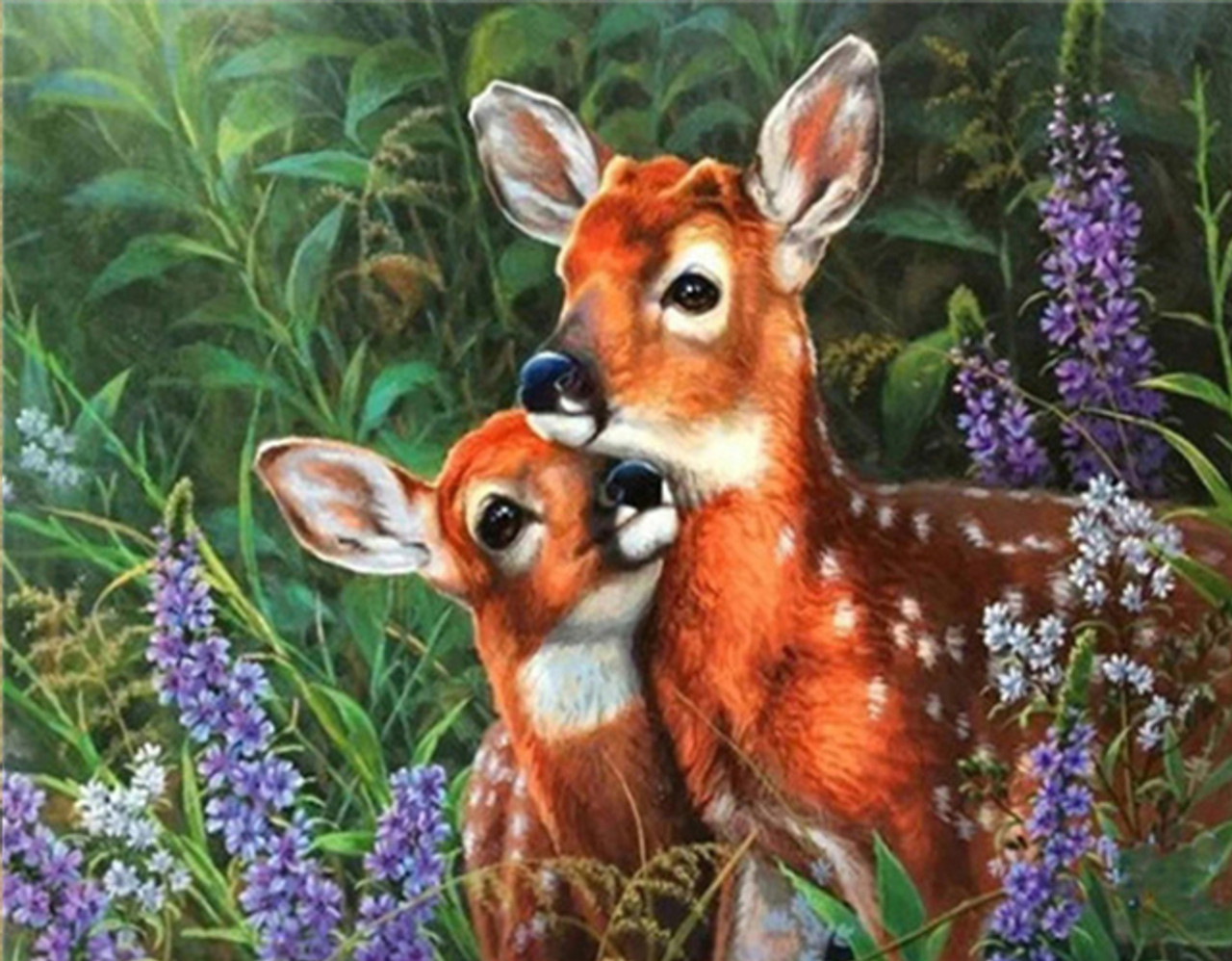 Deer And Flowers, Diamond Painting