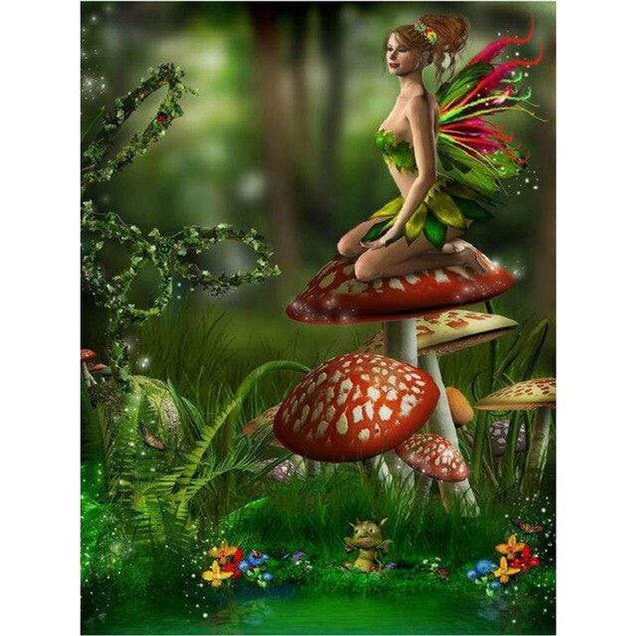 5D Diamond Painting Fairy on a Mushroom Kit - Bonanza Marketplace
