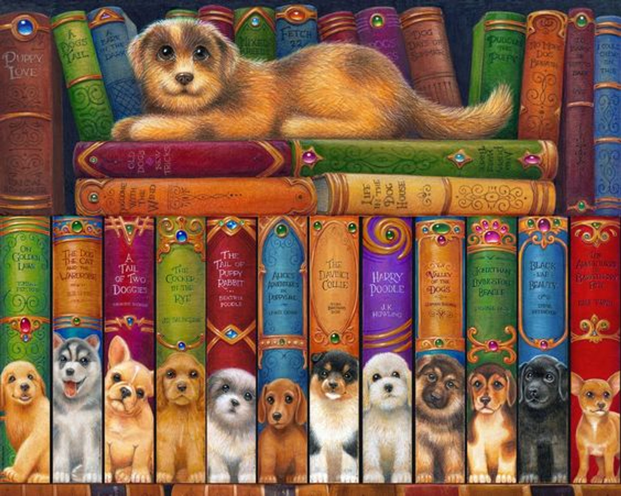 5D Diamond Painting Cat Library Books Kit