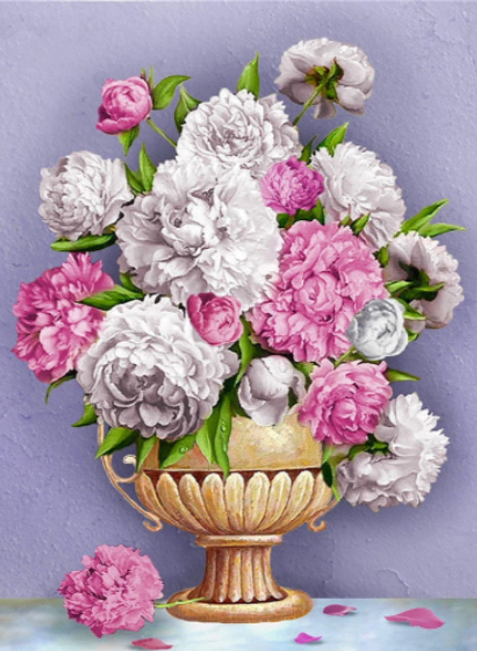5D Diamond Painting Pink Flower Glass Bouquet Kit - Bonanza
