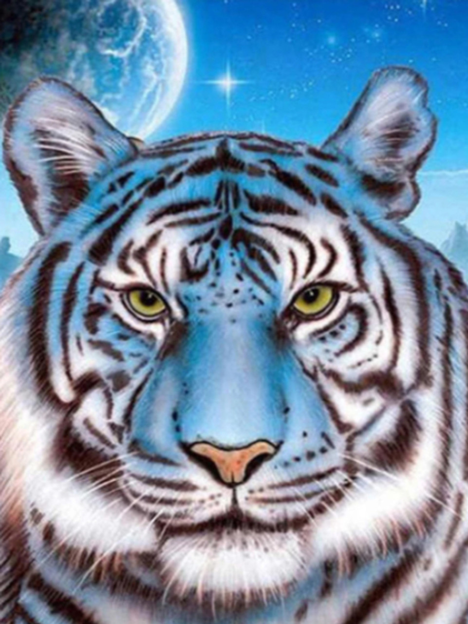 5D Diamond Painting Three White Tiger Cub Moon Kit