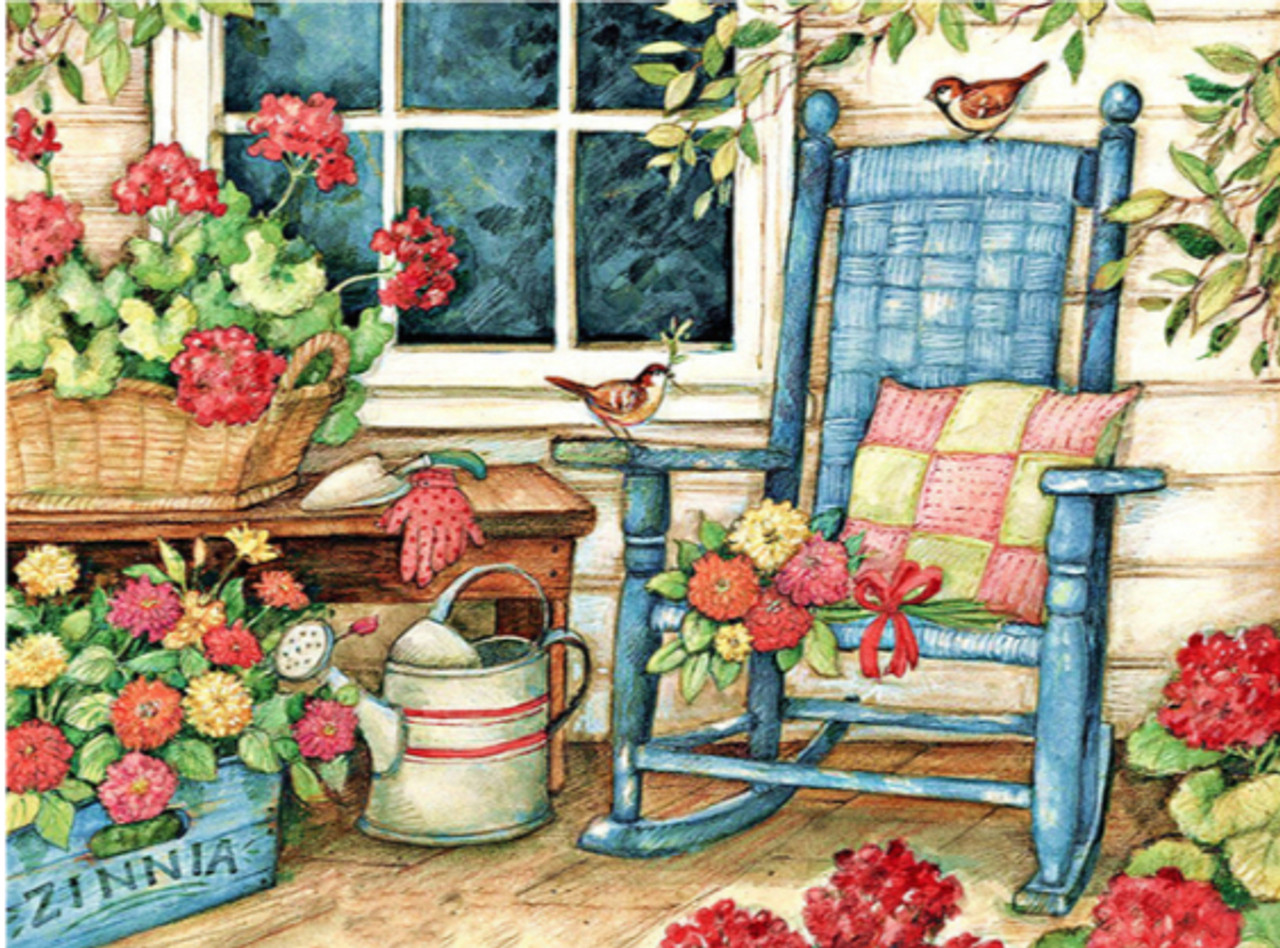 5D Diamond Painting Blue Rocking Chair and Birds Kit - Bonanza Marketplace