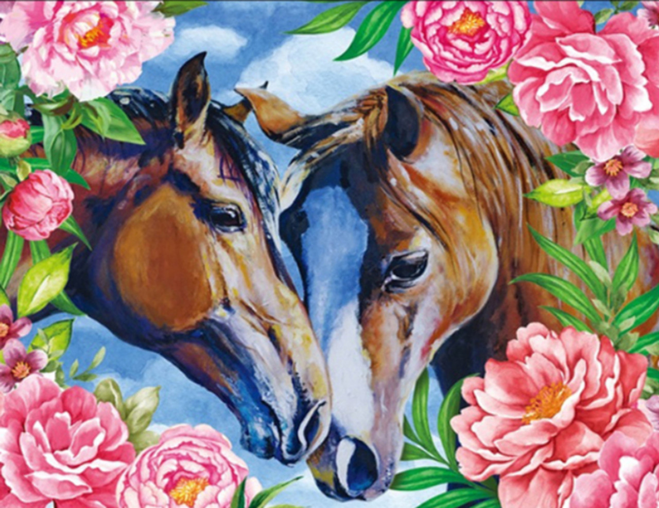 5D Diamond Painting Horse With Pink Design, Paint by Number, Art