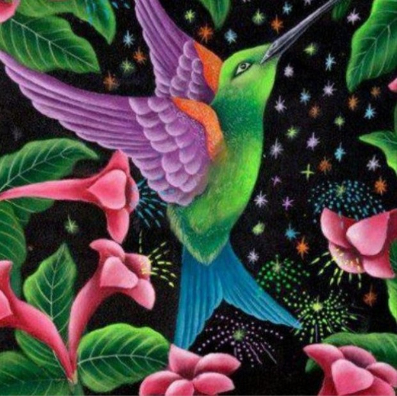 5D Diamond Painting Abstract Hummingbird with Flowers Kit - Bonanza  Marketplace