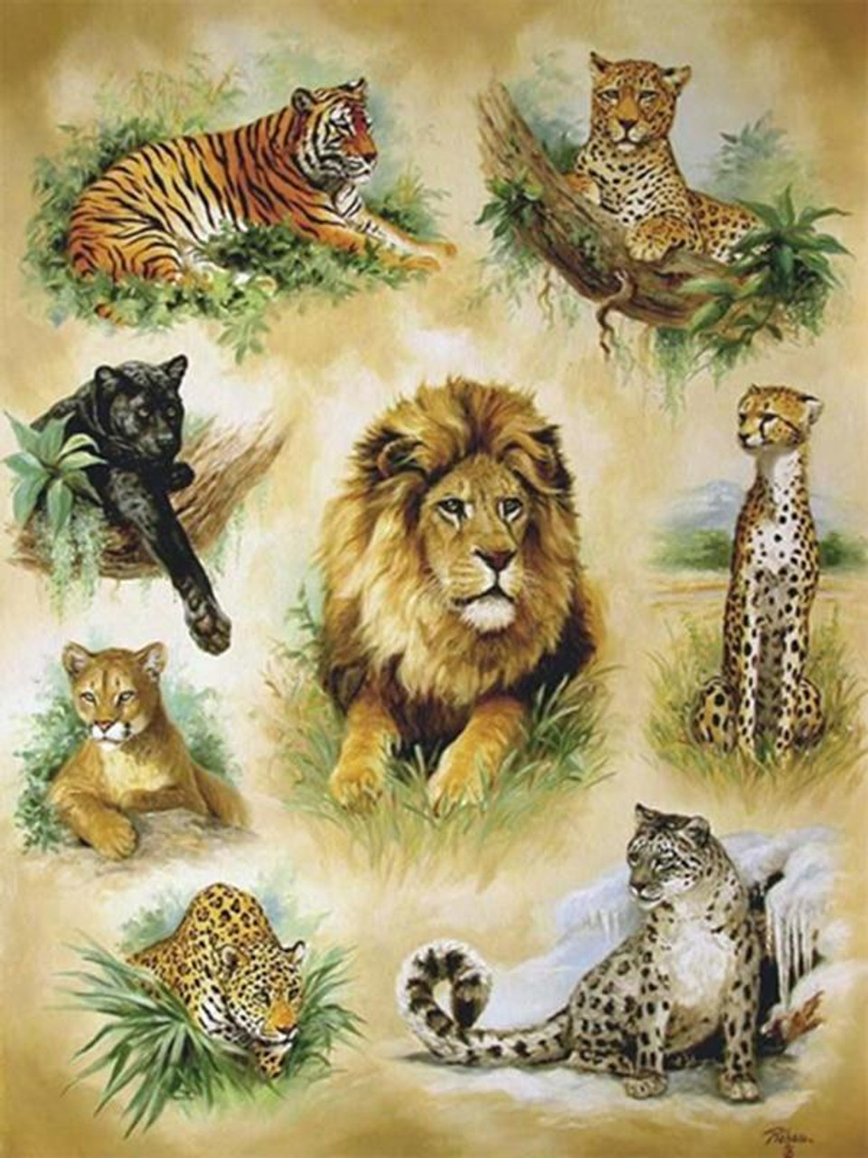 nanbada 6 pack diamond painting kits animals, diamond art cat for  adults,tiger gem art lion diamond dots for gift home decor