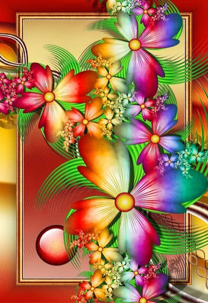 5D Diamond Painting Rainbow Collage of Flowers Kit - Bonanza