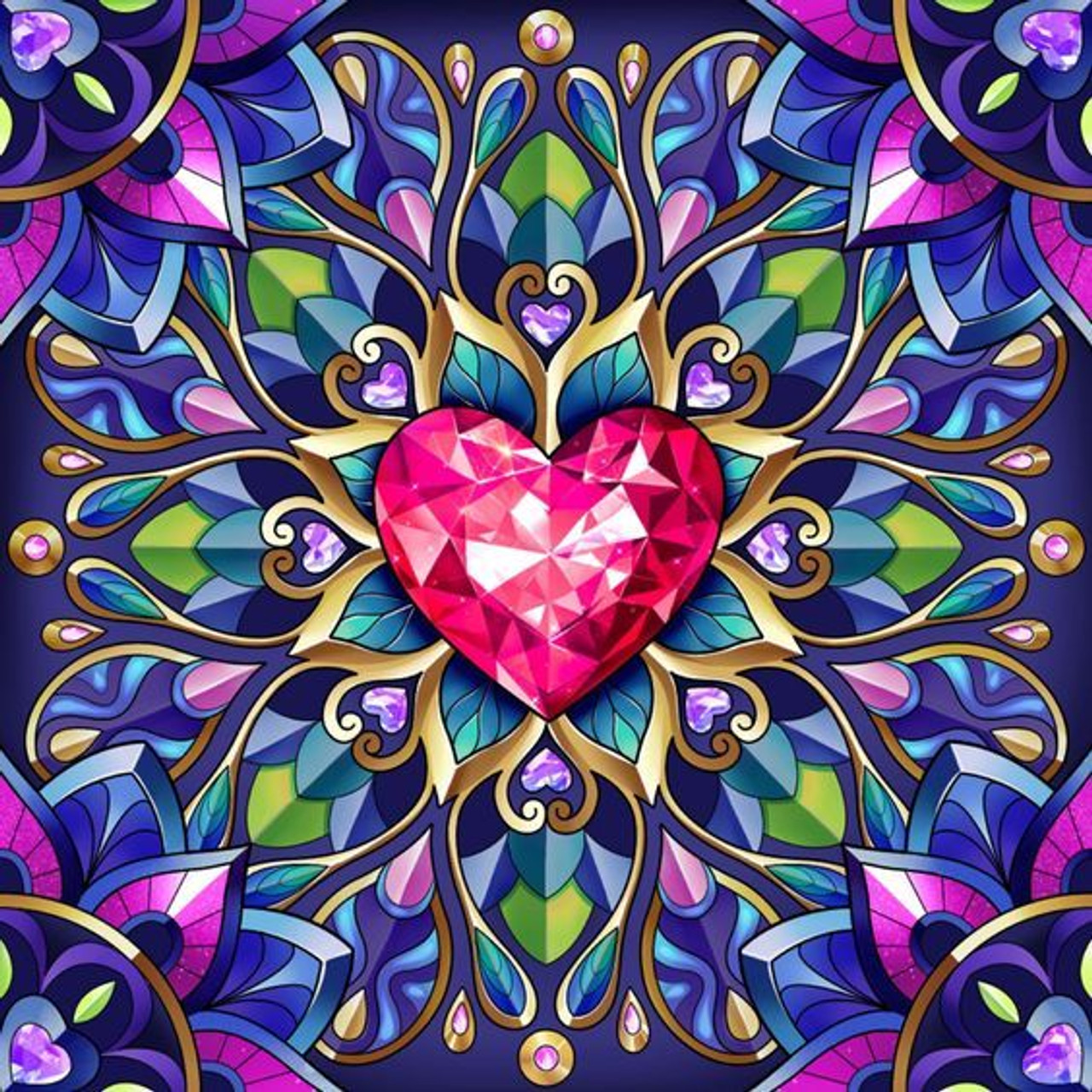 Floral Mandala Heart - Diamond Paintings 