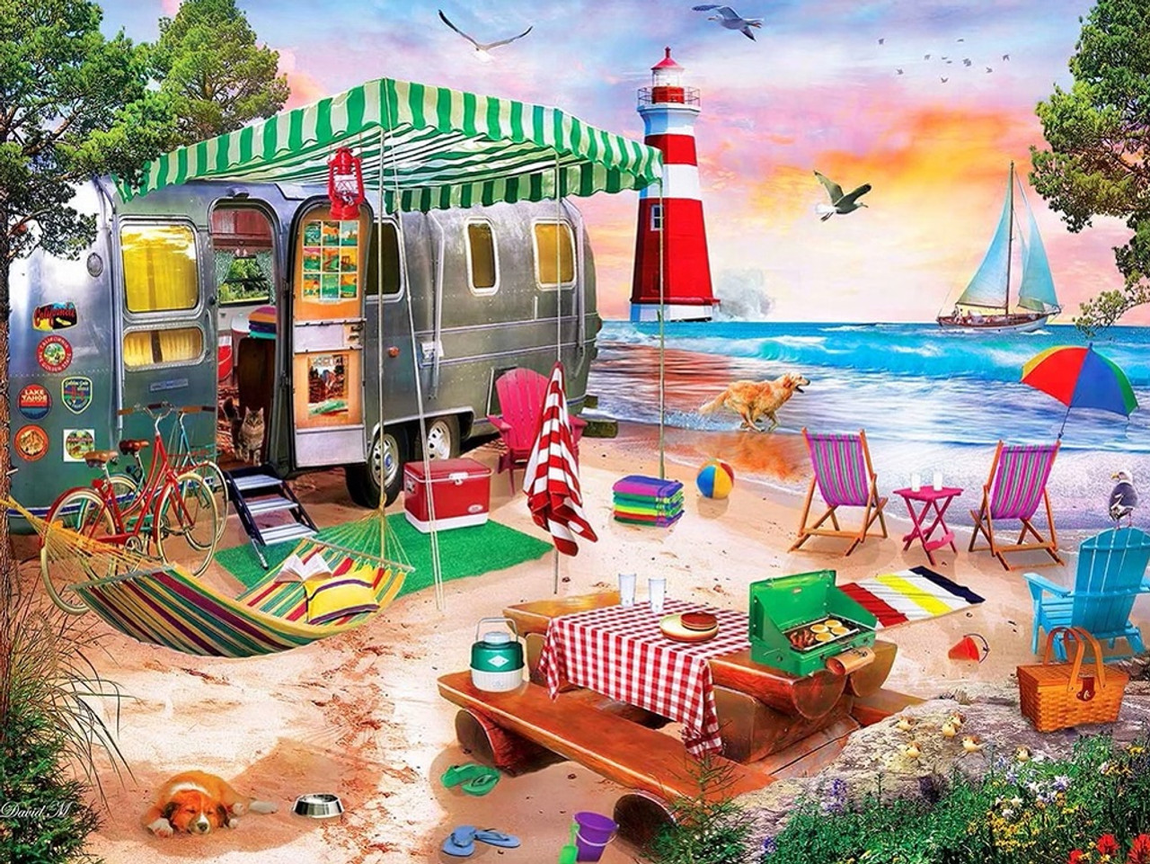 5D Diamond Painting Beach Camping by the Lighthouse Kit - Bonanza  Marketplace