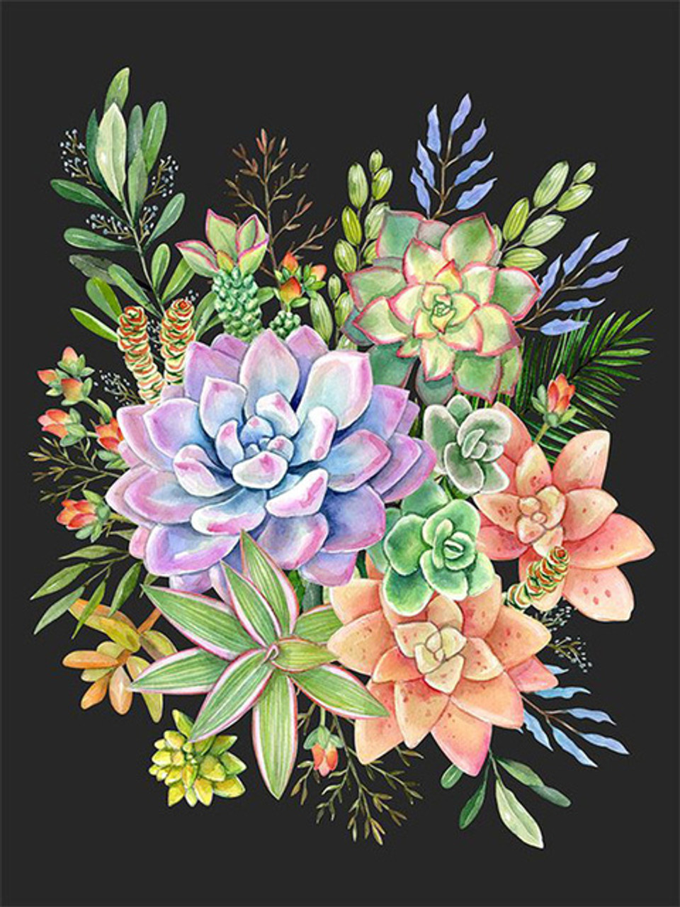 5D Diamond Painting Succulent Flower Bouquet Kit - Bonanza Marketplace