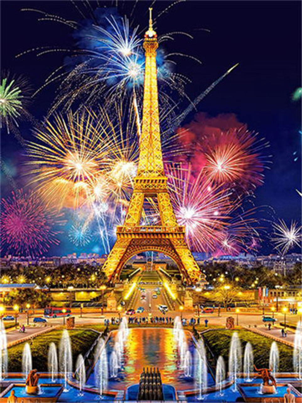 the eiffel tower with fireworks