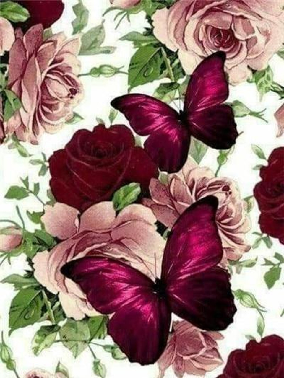 Flowers Butterfly Rose, 5D Diamond Painting Kits