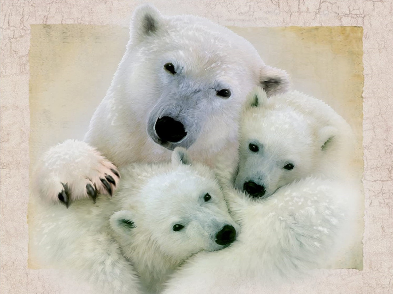 Polar Bear Family Crystal Art Large Framed Kit