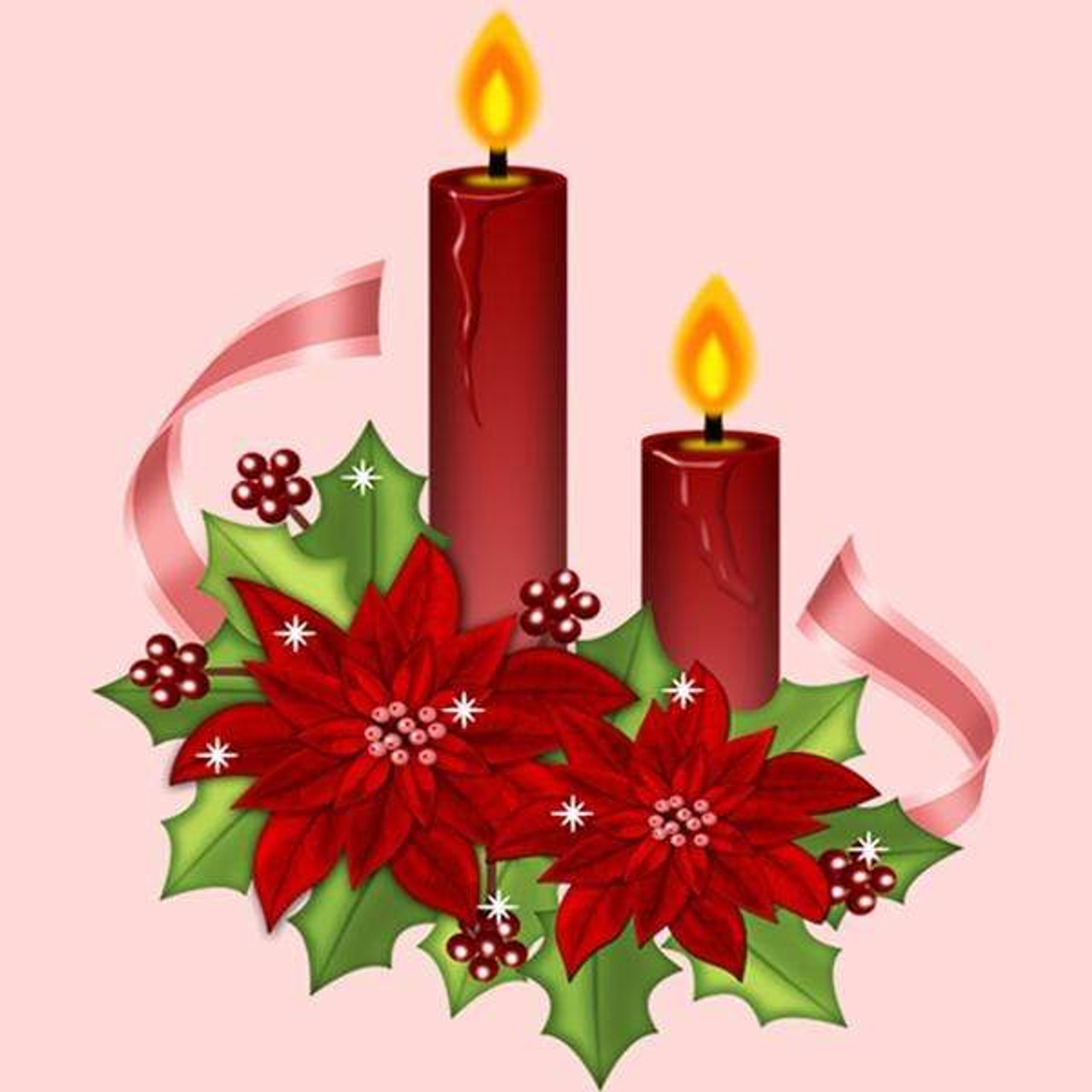 5D Diamond Painting Red Poinsettia Candles Kit