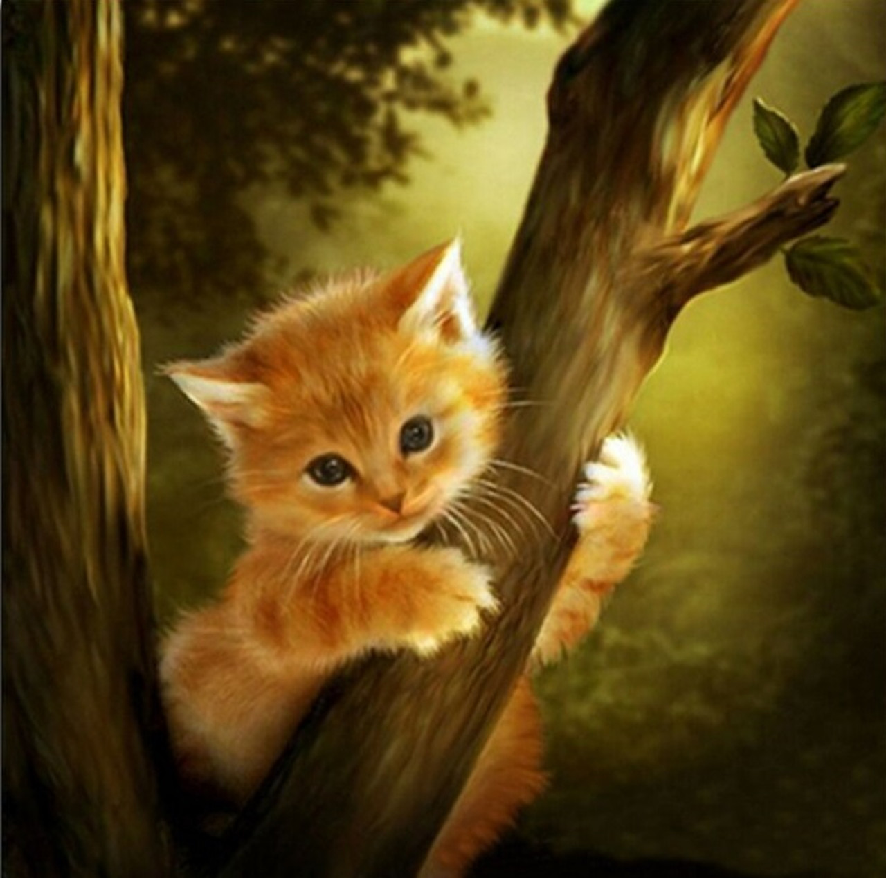 5D Diamond Painting Cat in a Tree Kit