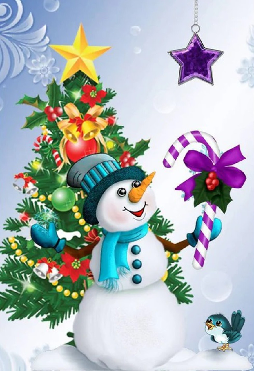 5D Diamond Painting Purple and Gold Christmas Tree Kit - Bonanza