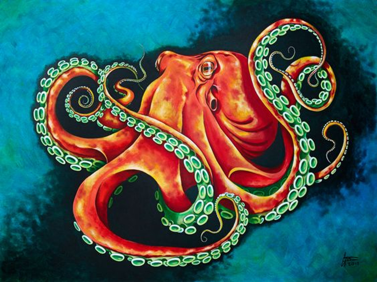 5D Diy Diamond Art Watercolor Octopus Diamond Painting Kits