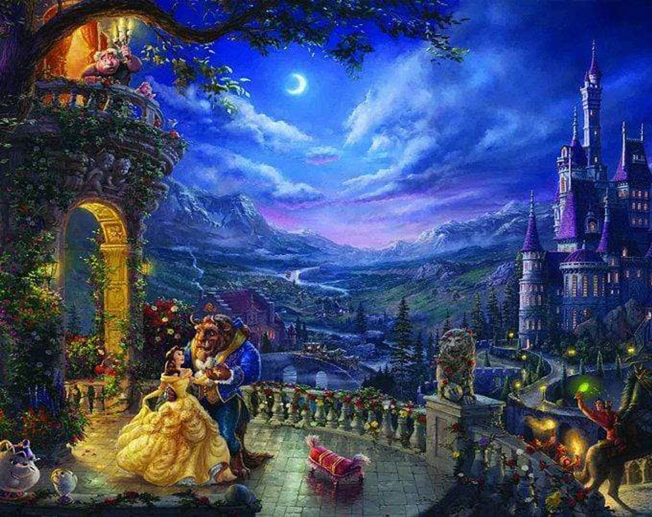 Disney Beauty And Beast In Ballroom - 5D Diamond Painting 