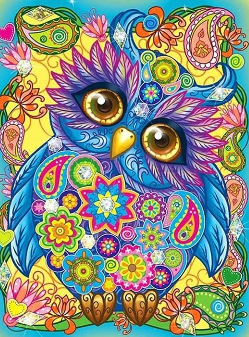 5D Diamond Painting Colorful Jewel Owl Kit - Bonanza Marketplace