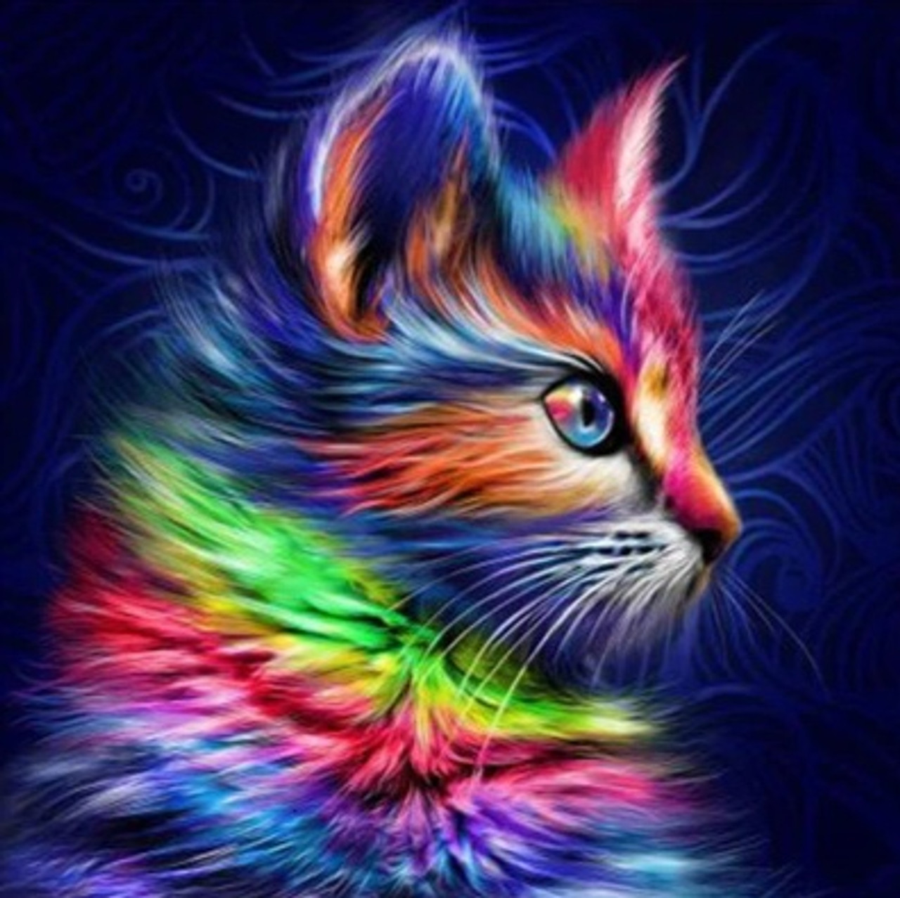 5D Diamond Painting Rainbow Cat Face Kit