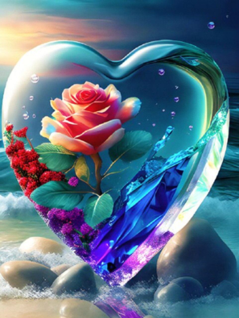 Valentine'S Day Rose Diamond Painting Kit, Diy 5d Home Wall