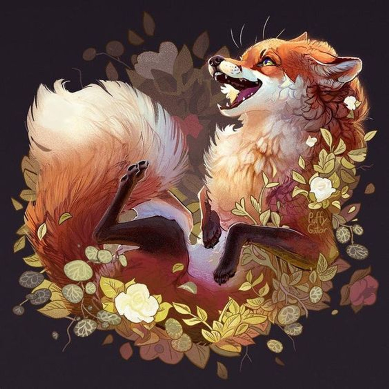 Meadow Flowers and Two Foxes 5D Diamond Painting