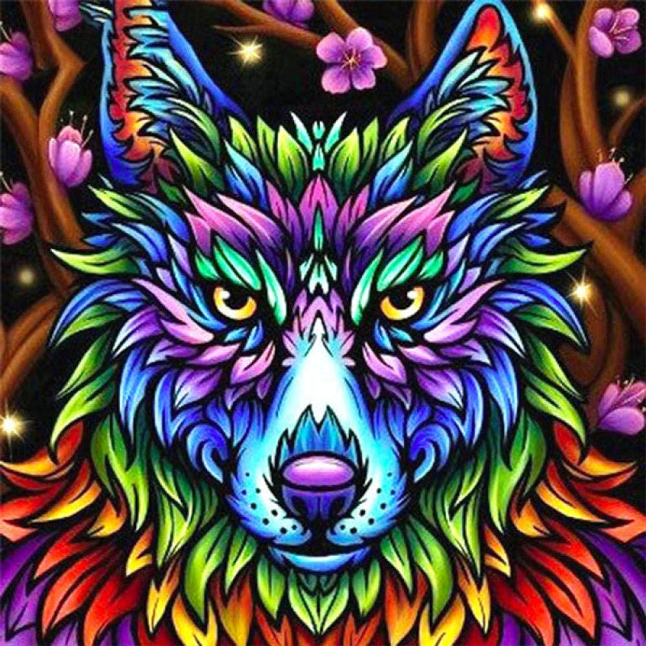 5D Diamond Painting White Wolf Abstract Color Kit