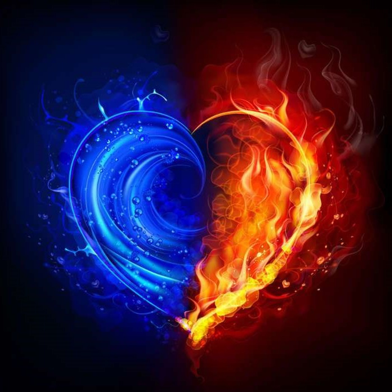 ice blue hearts on fire