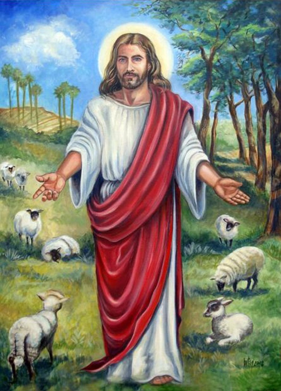 Jesus and Lambs, Diamond Painting