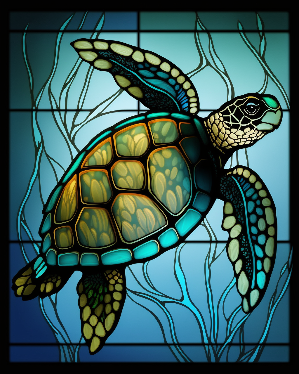 5D Diamond Painting Abstract Sea Turtle Panel Kit