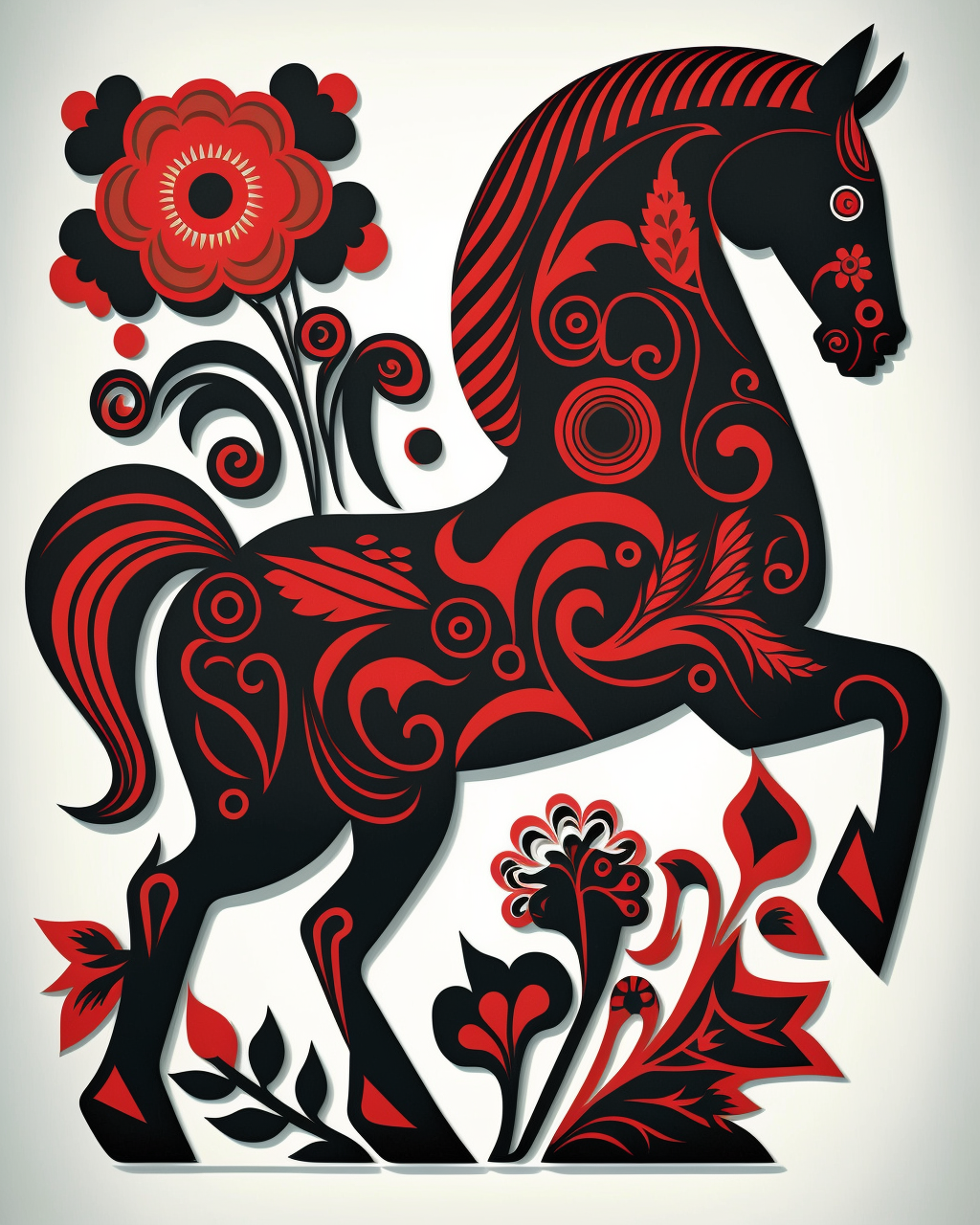 5D Diamond Painting Abstract Black & Red Horse Diamond Painting Kit -  Bonanza Marketplace