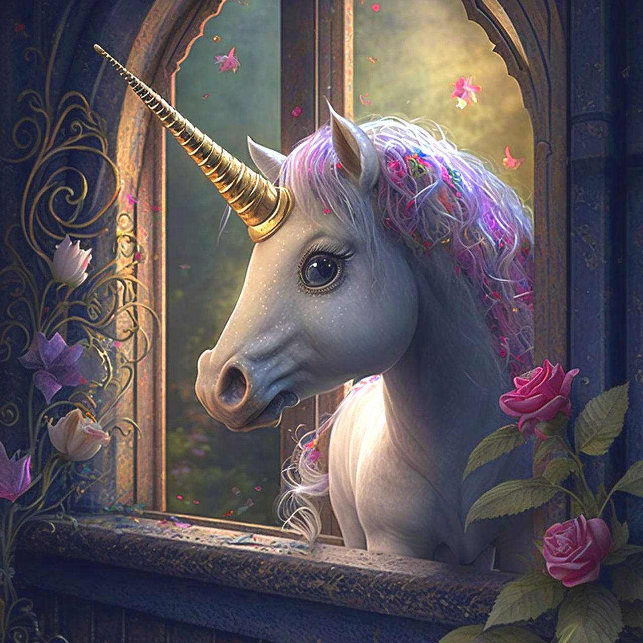 5D Diamond Painting Unicorn, Fairies and Flowers Kit - Bonanza Marketplace