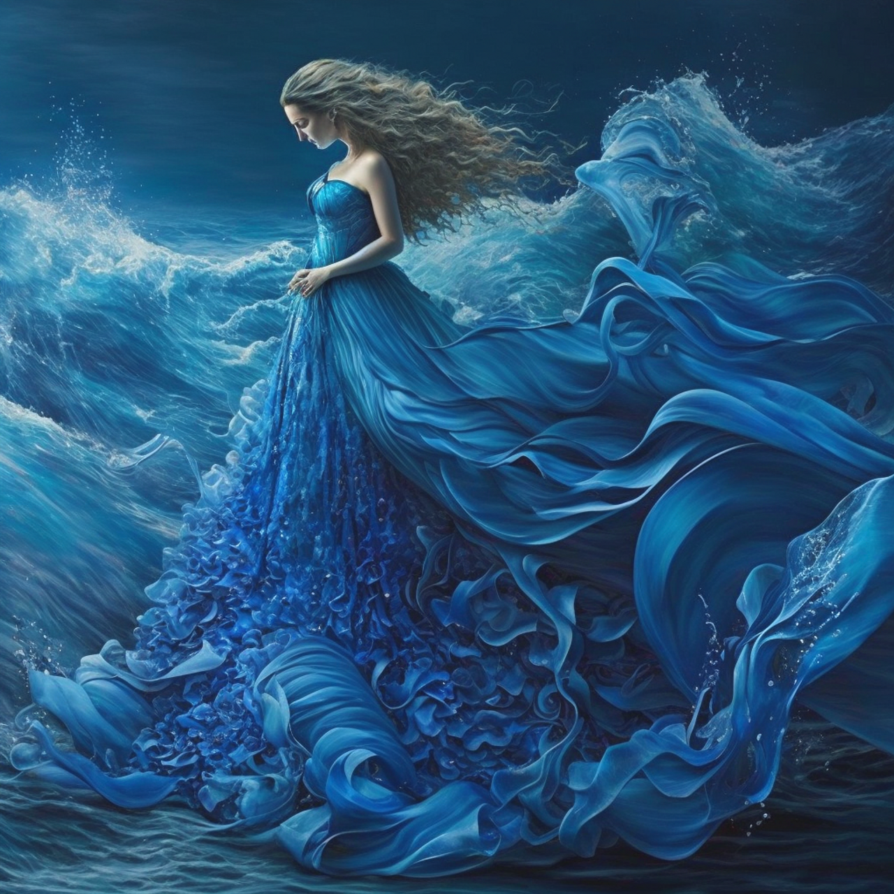 5D Diamond Painting Girl in the Sea Kit