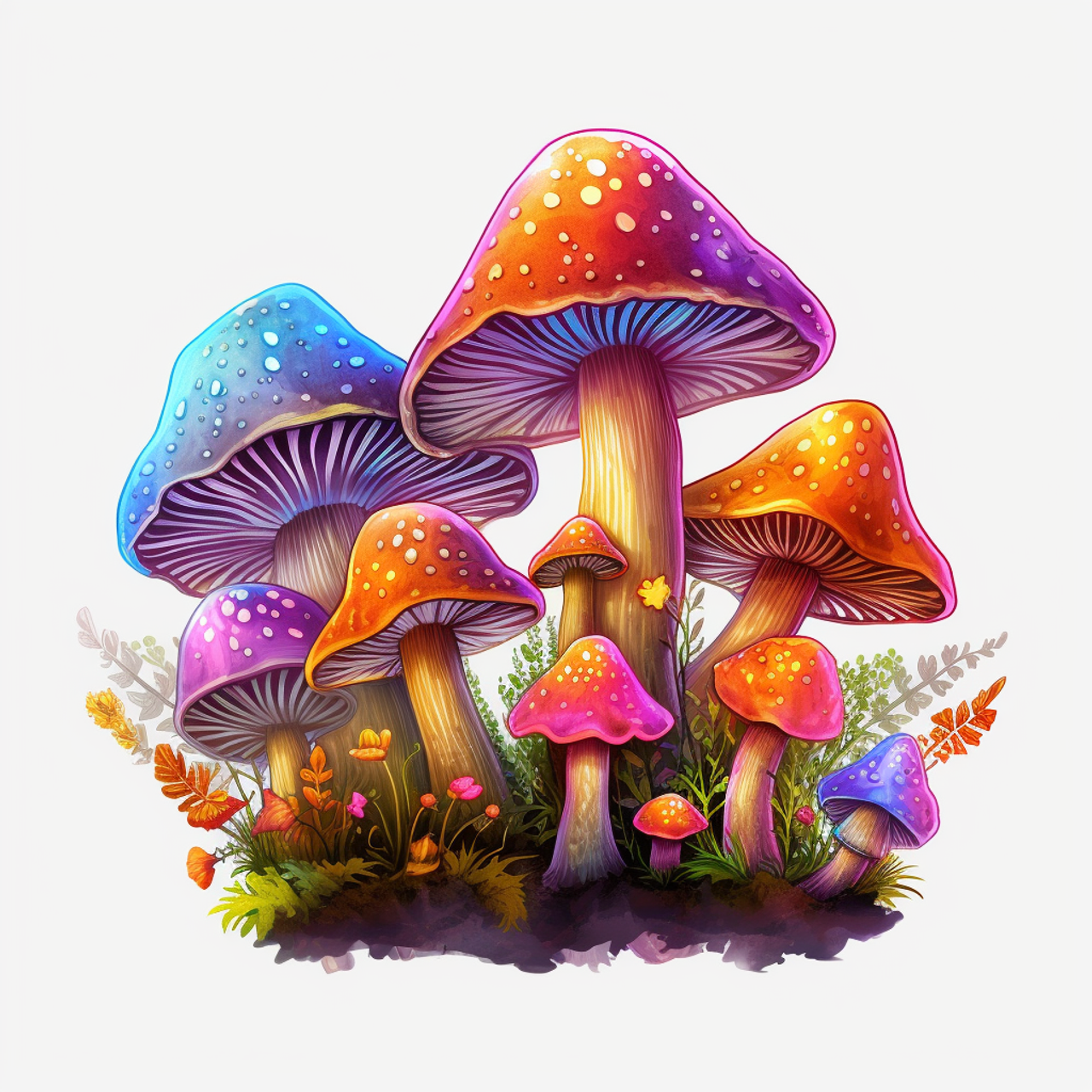 5D Diamond Painting Colorful Mushrooms Kit - Bonanza Marketplace