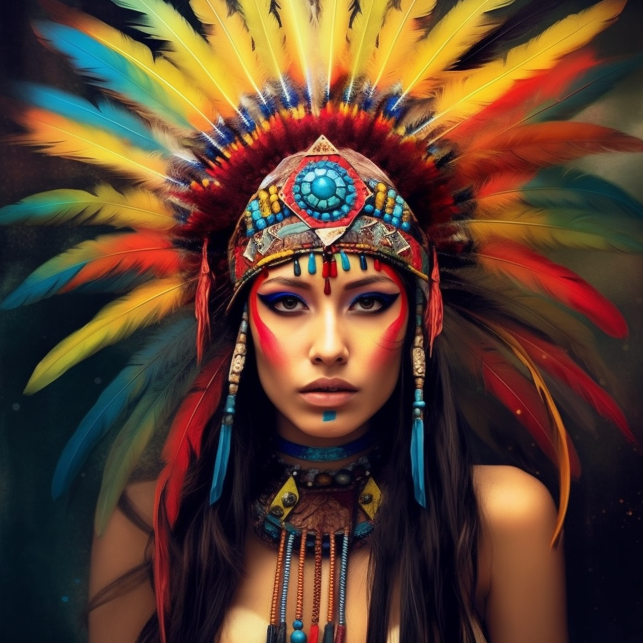 5D Diamond Painting Yellow Feather Native American Woman Kit - Bonanza ...
