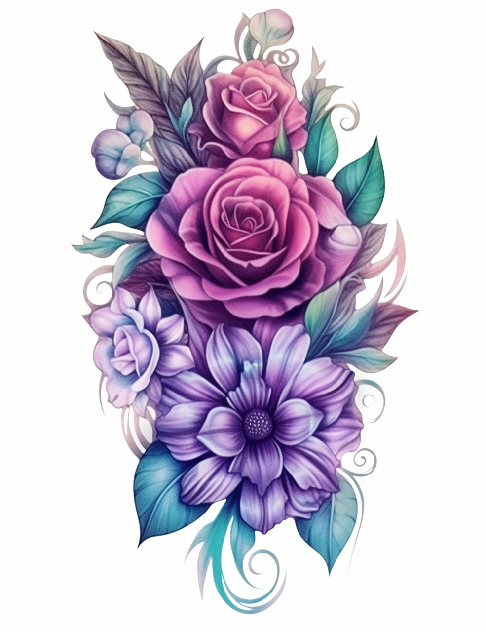 5D Diamond Painting Purple, Pink & White Flowers Kit