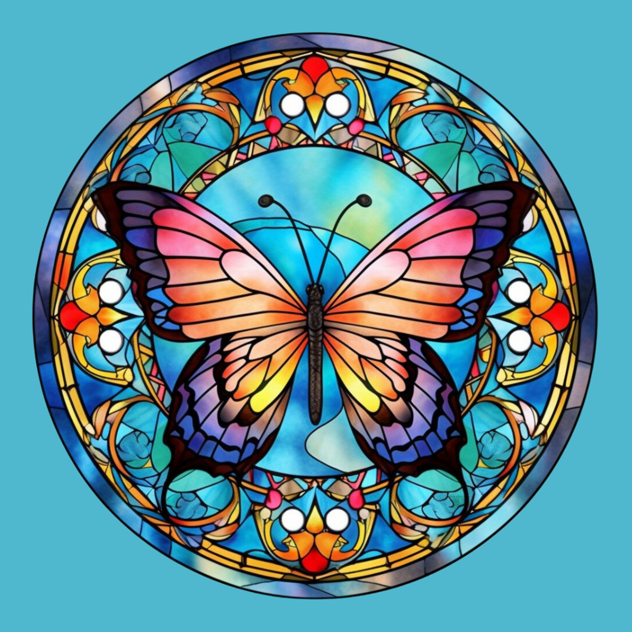 5D DIY Full Round Drill Diamond Painting - Stained Glass Butterfly