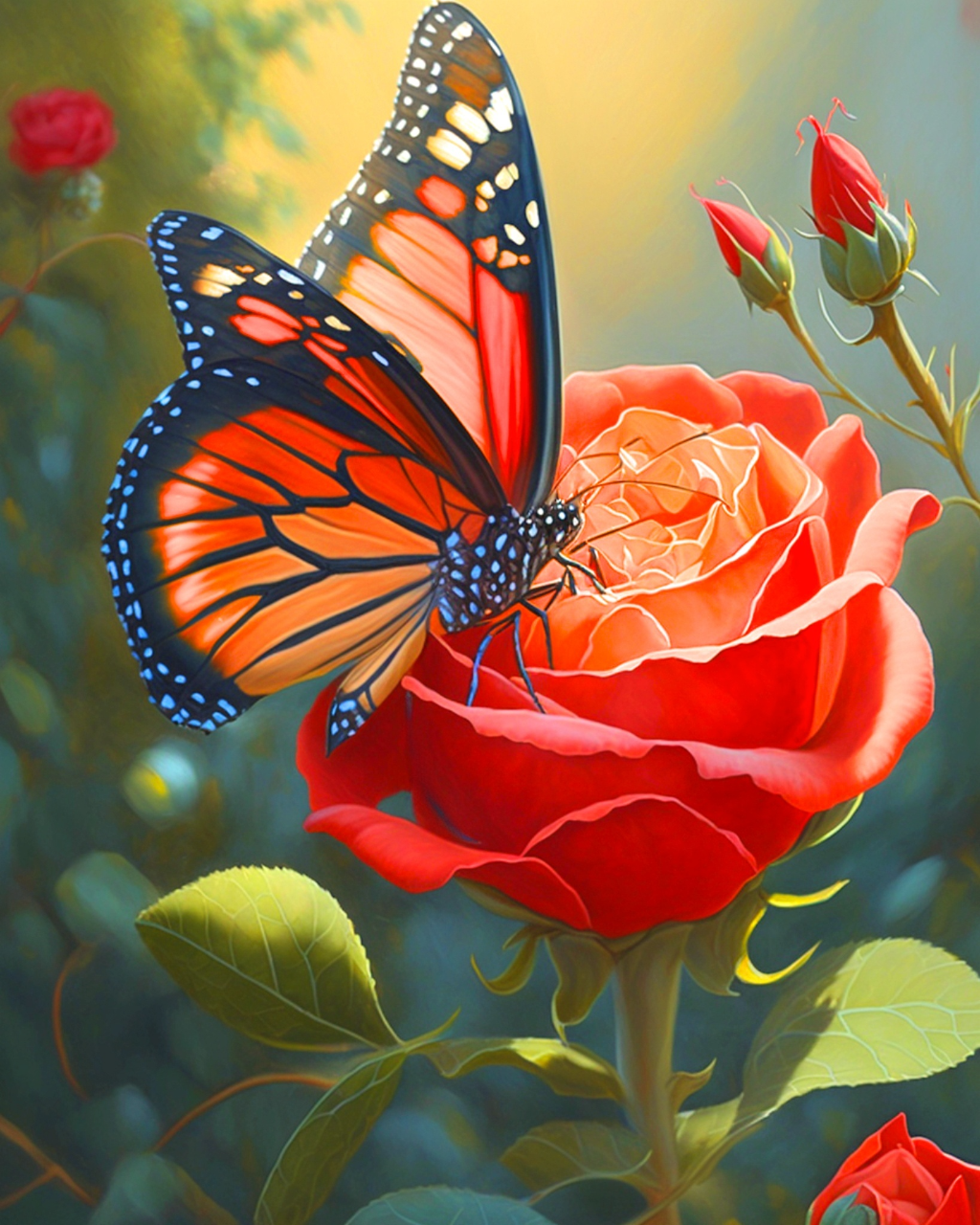 Butterfly And Rose Diamond Painting Kit (Full Drill)