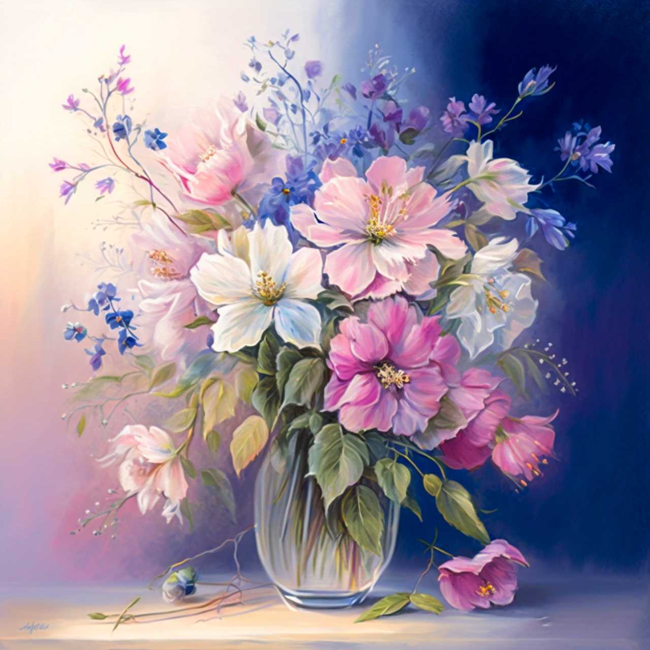 5D Diamond Painting Round Table Flower Bouquet Kit - Bonanza Marketplace