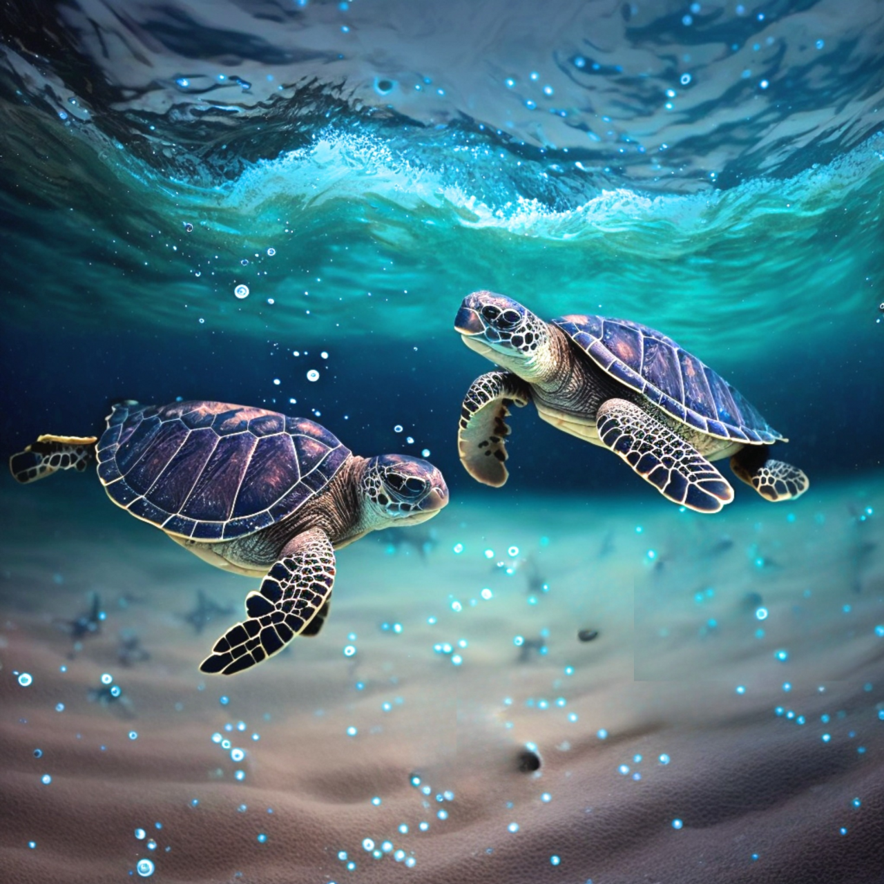 5D Diamond Painting Two Sea Turtles Kit - Bonanza Marketplace