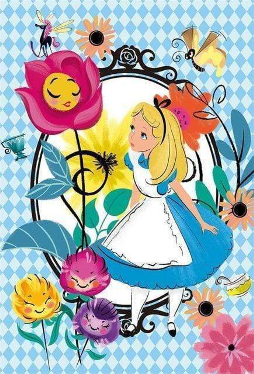5D Diamond Painting Alice in Wonderland Flowers Kit