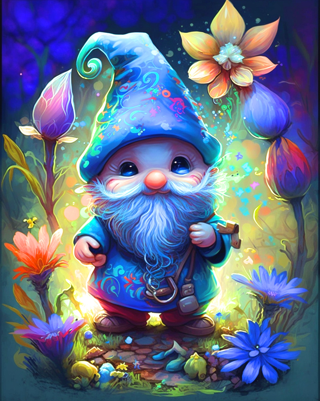 5D Diamond Painting Cute Blue Gnome Kit