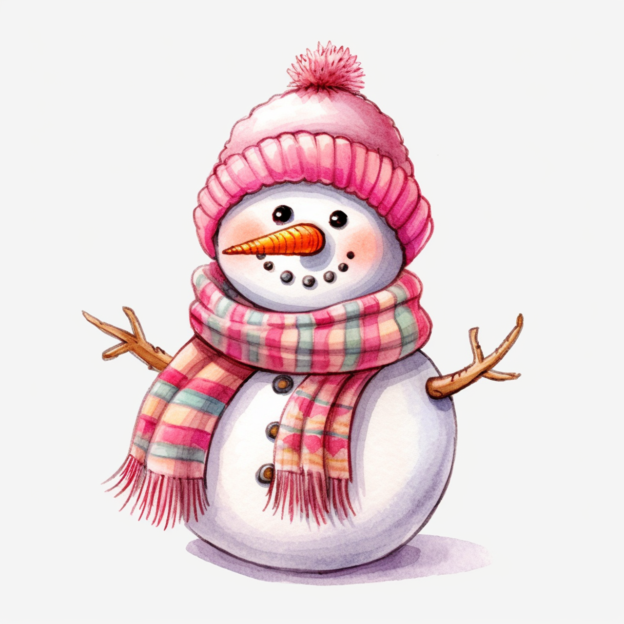 Miniature Snowman with Pink Hat